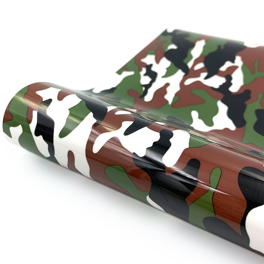 Brown/Green/Black/White Camouflage Print HTV