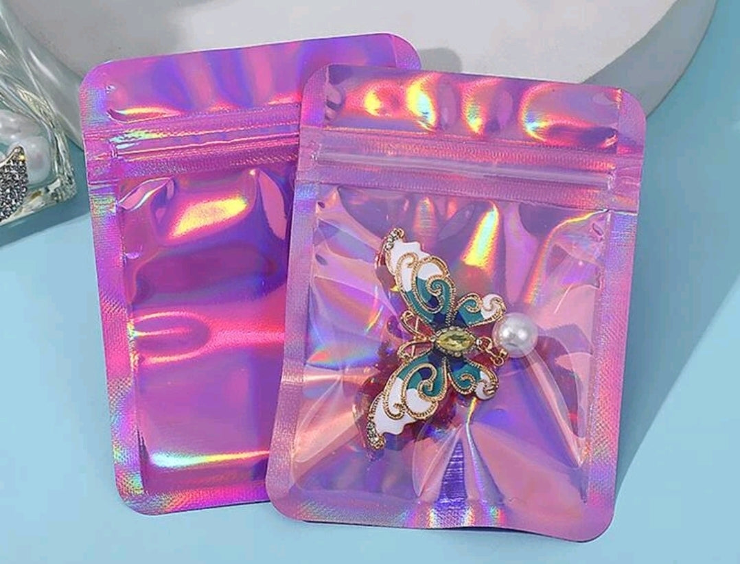 Pink Holographic Ziplock Bag