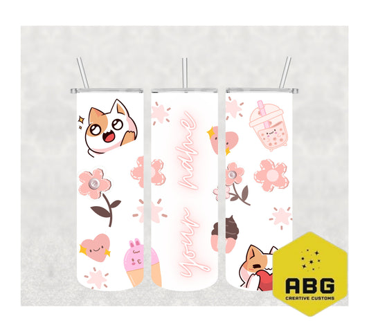Cats & Flowers - 20oz Tumbler Wrap - Digital file only - sublimation