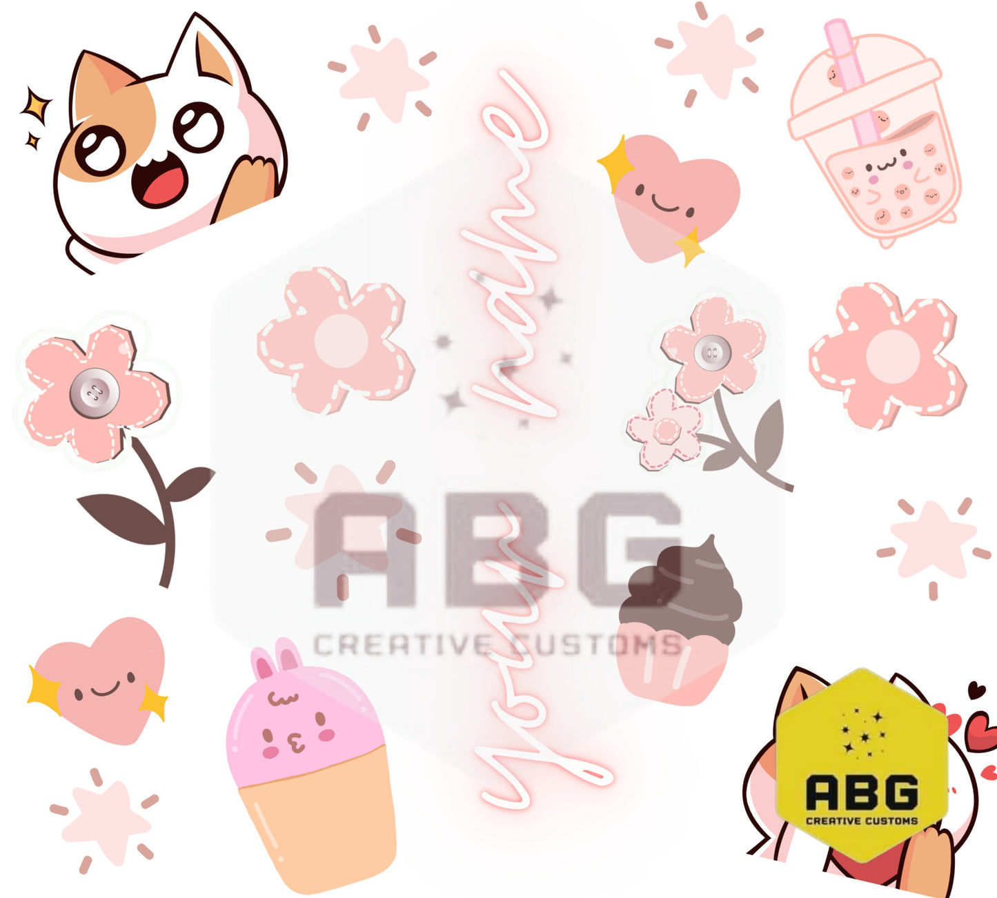 Cats & Flowers  - 20oz Tumbler Wrap - Digital file only - sublimation