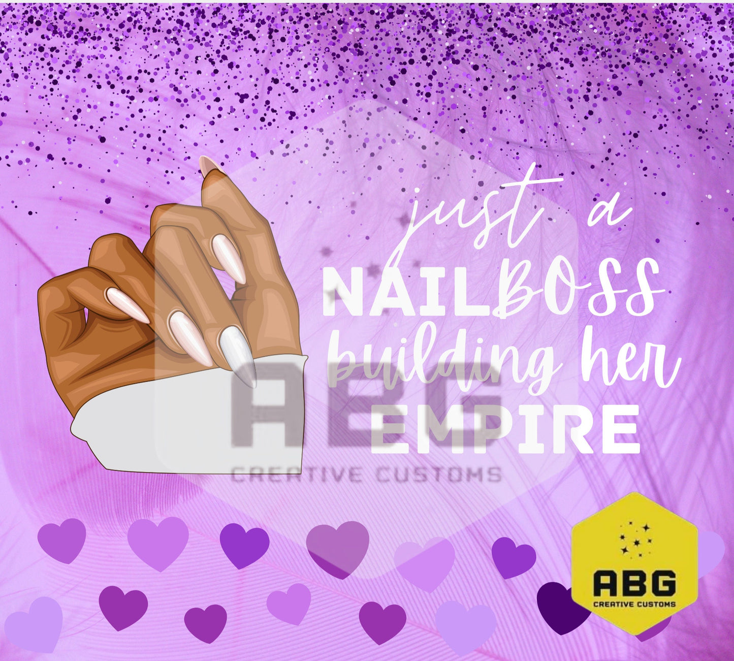 Nail Boss - Purple Heart - 20oz Tumbler Wrap - Digital file only - sublimation