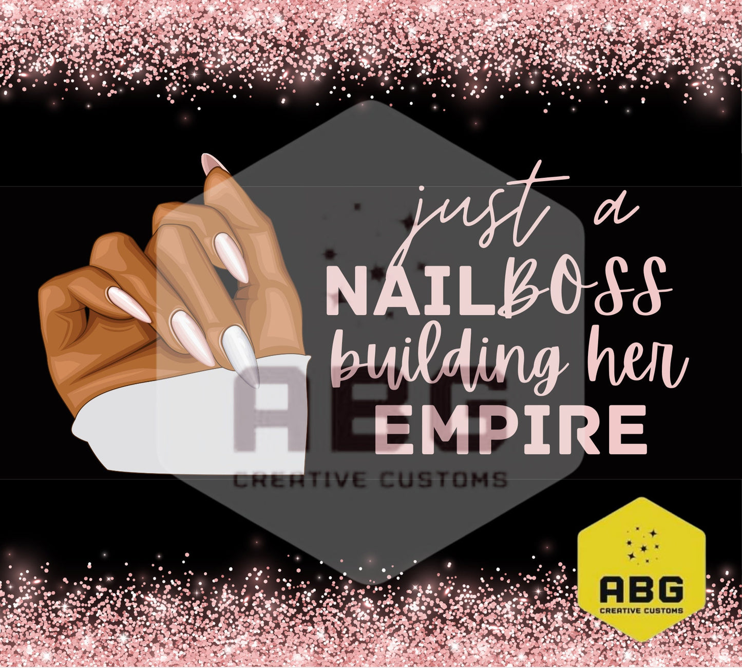 Nail Boss - Black and Pink - 20oz Tumbler Wrap - Digital file only - sublimation
