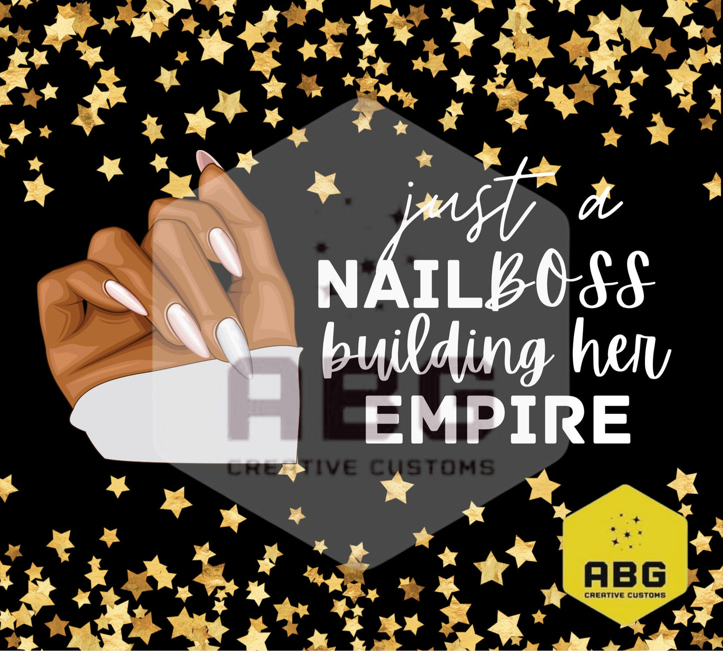 Nail Boss - Black and Gold - 20oz Tumbler Wrap - Digital file only - sublimation
