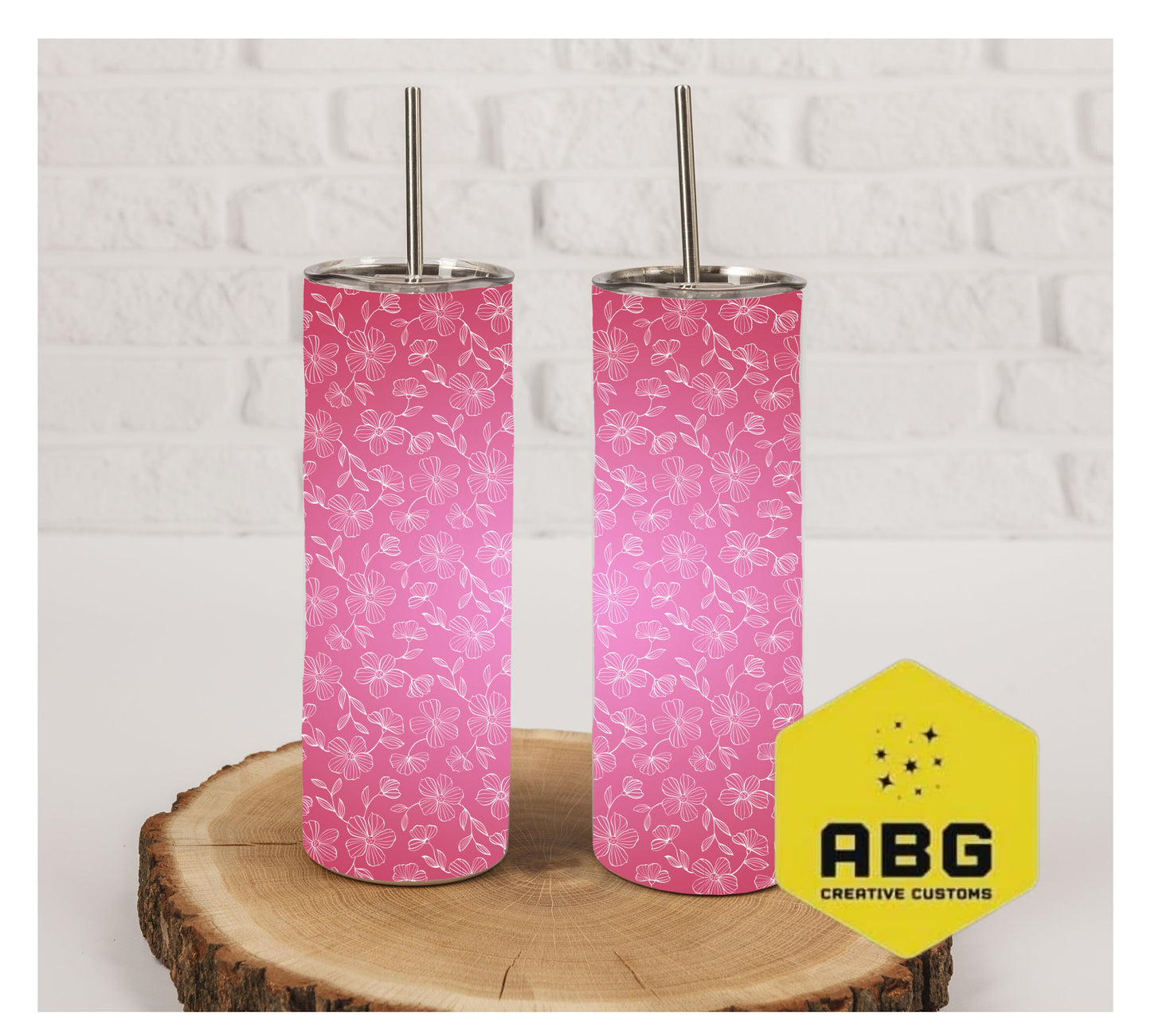 Pink White Flower - 20oz Tumbler