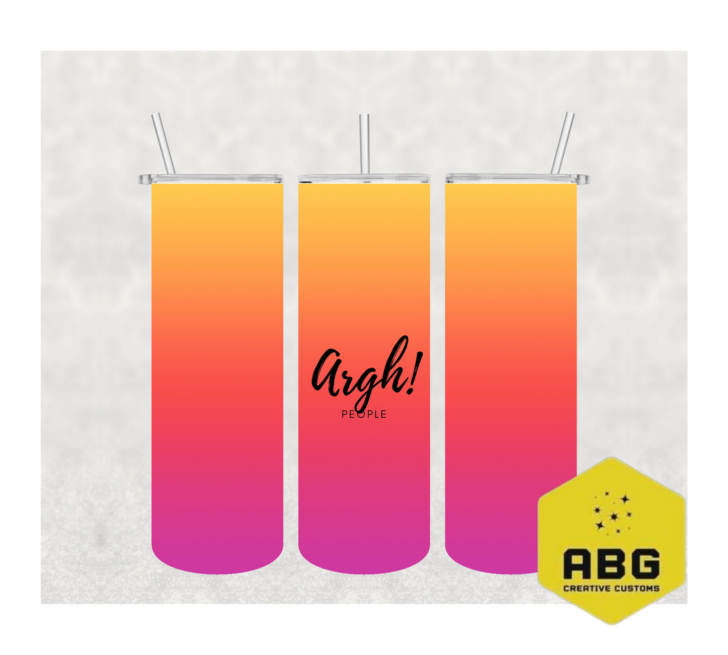 Argh People Yellow Pink - 20oz Tumbler Wrap - Digital file only - sublimation
