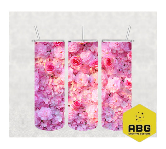 Pink Flowers - 20oz Tumbler Wrap - Digital file only - sublimation