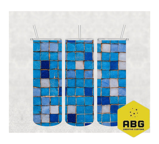 Blue Tiles - 20oz Tumbler Wrap - Digital file only - sublimation