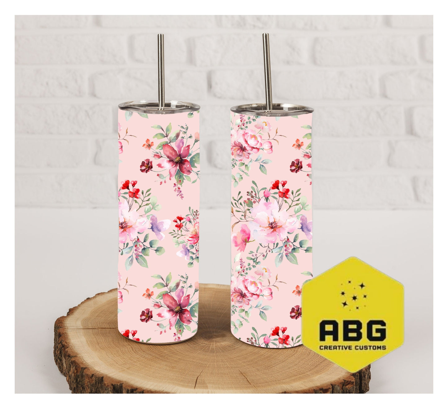 Watercolor Flowers - 20oz Tumbler Wrap - Digital file only - sublimation