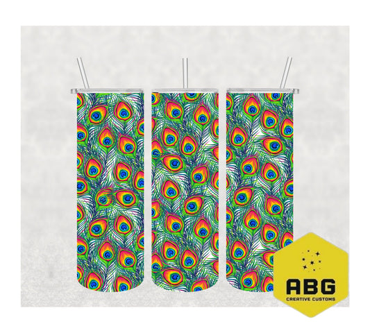 Peacock Feathers - 20oz Tumbler Wrap - Digital file only - sublimation
