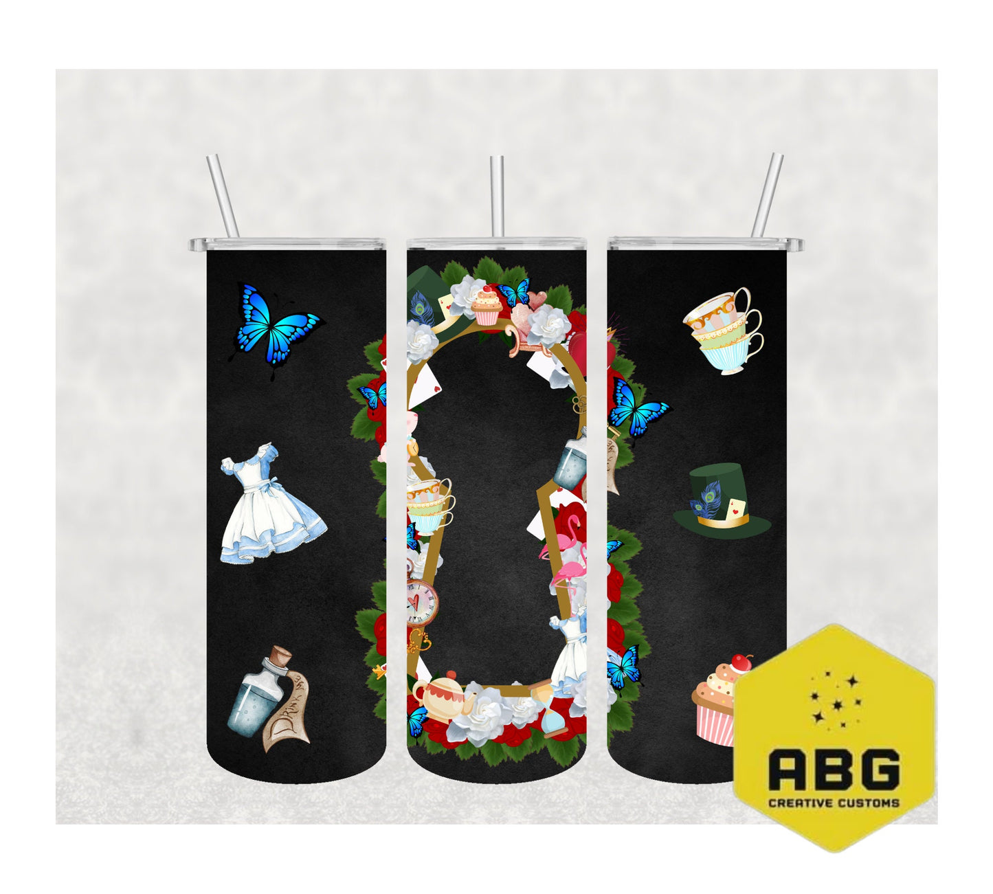 Wonderland inspired wrap - 20oz Tumbler Wrap - Digital file only - sublimation