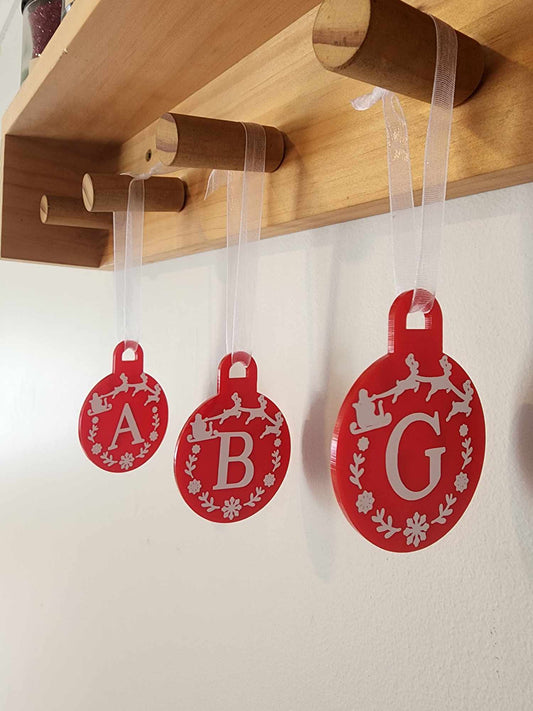 Acrylic Red Christmas Bauble with Letter Decoration