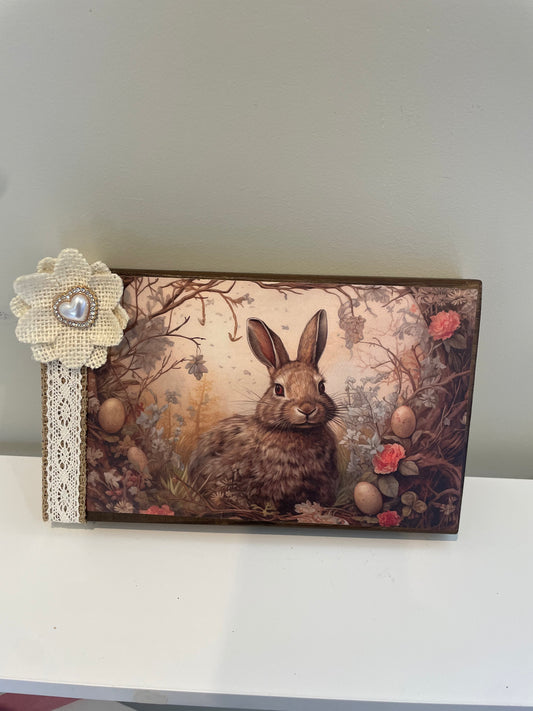 Decoupaged Bunny Shelf Sitter