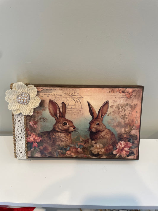 Decoupaged Bunny Shelf Sitter