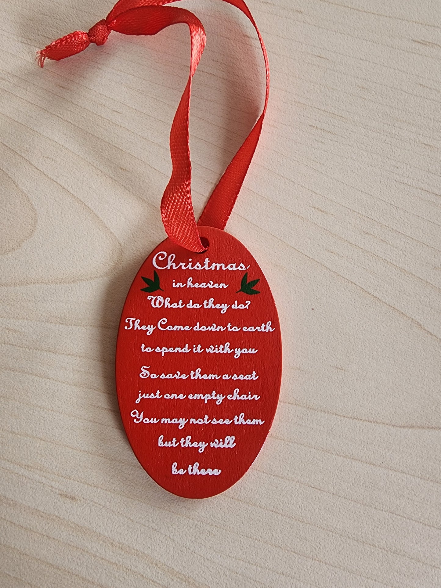 Christmas in heaven chair memorial ornament