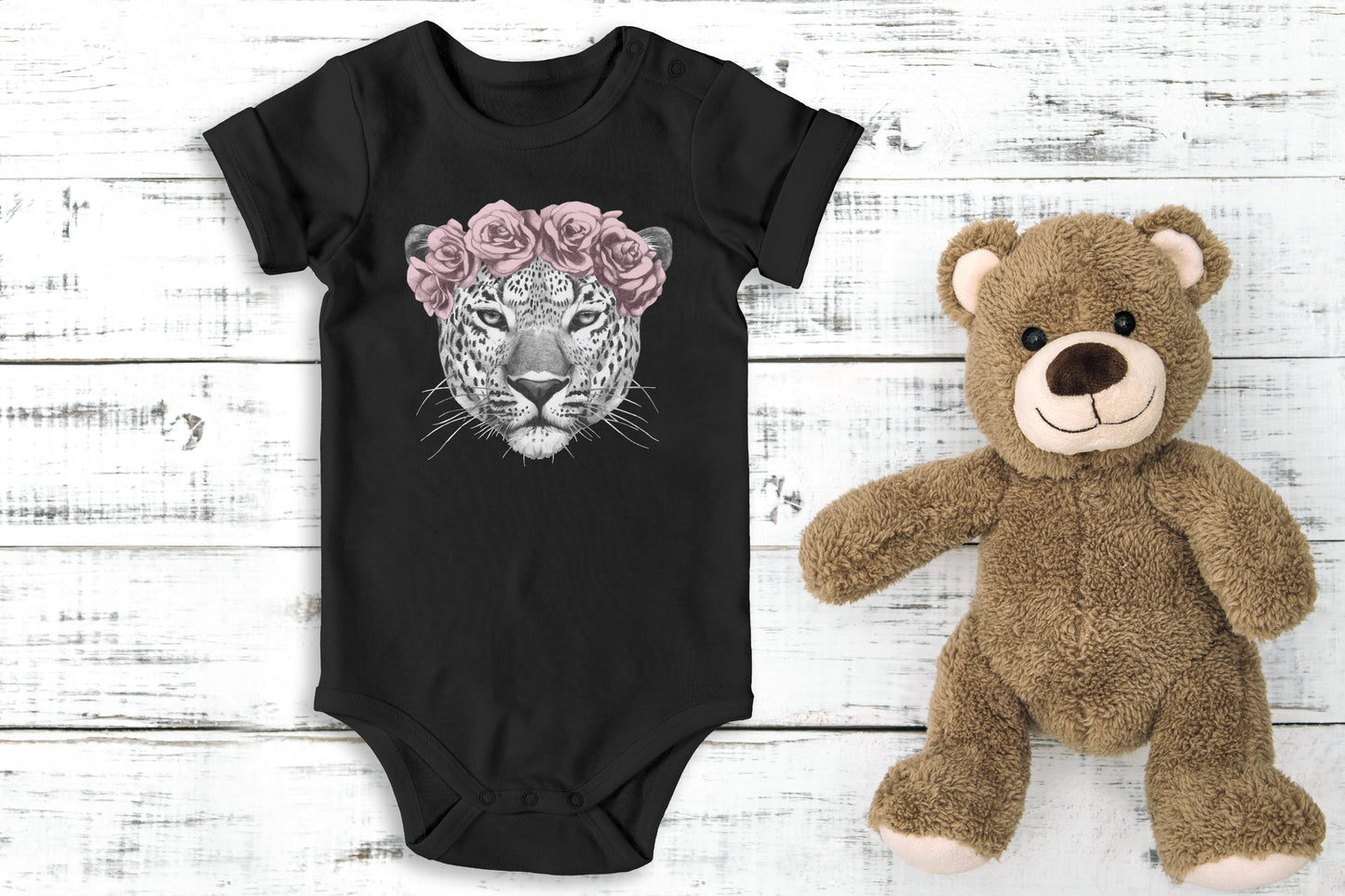 Leopard Flower Crown t-shirt Kids