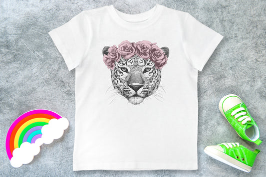 Leopard Flower Crown t-shirt Kids