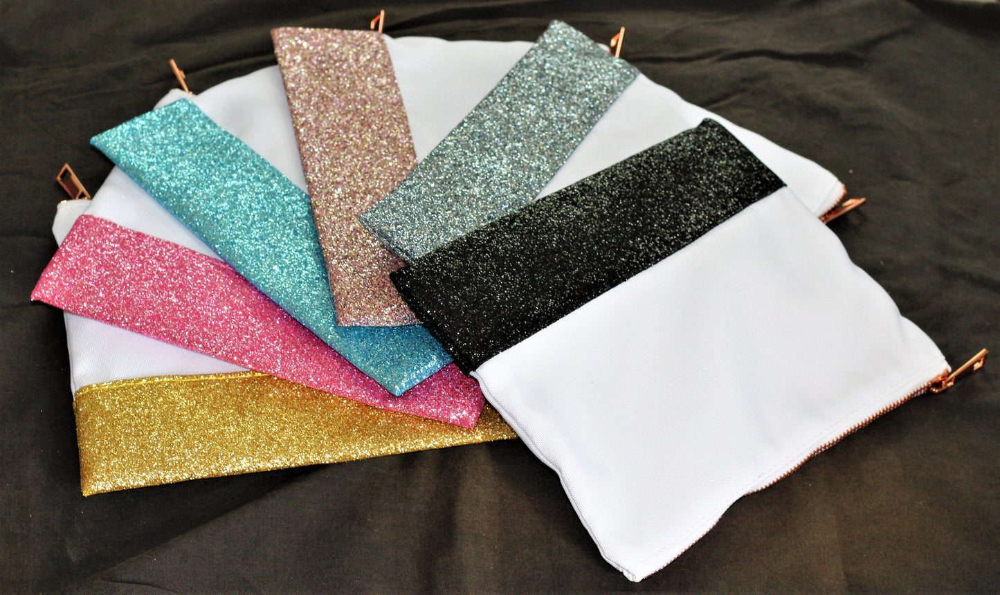 Glitter canvas zip bag.