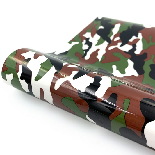 Brown/Green/Black/White Camouflage Print  HTV