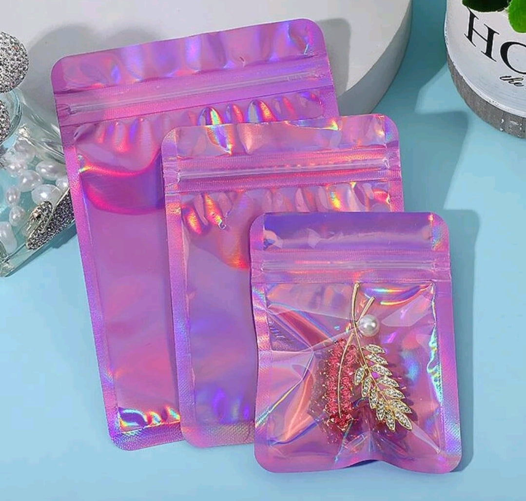 Pink Holographic Ziplock Bag