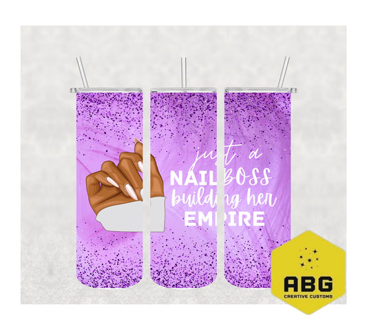 Nail Boss - Purple - 20oz Tumbler Wrap - Digital file only - sublimation