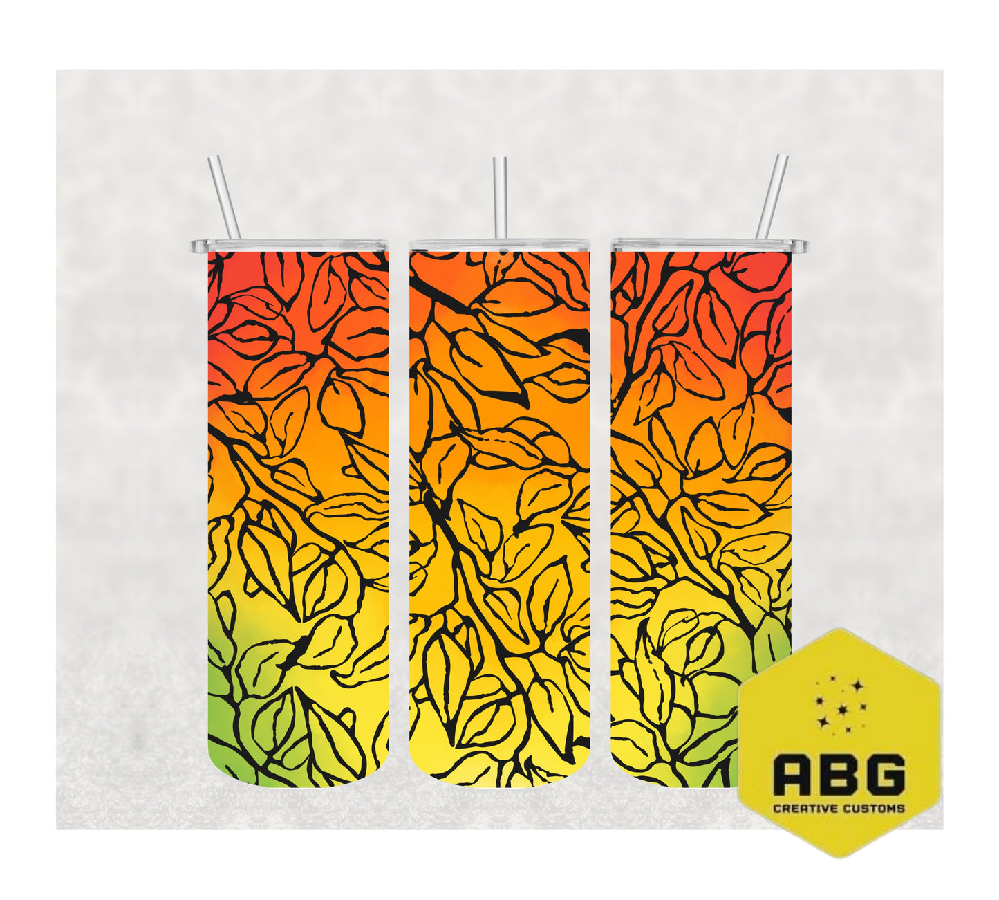 Rainbow Flower Red Orange Yellow - 20oz Tumbler Wrap - Digital file only - sublimation