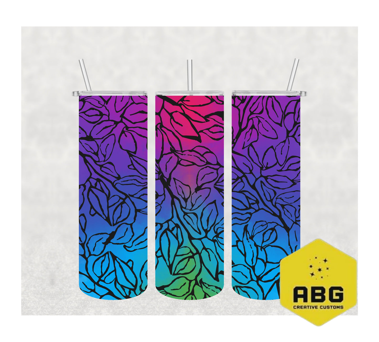 Rainbow Flower Purple Blue - 20oz Tumbler Wrap - Digital file only - sublimation