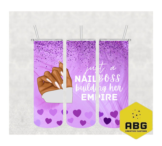 Nail Boss - Purple Heart - 20oz Tumbler Wrap - Digital file only - sublimation