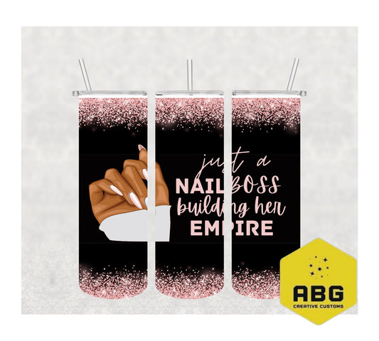 Nail Boss - Black and Pink - 20oz Tumbler Wrap - Digital file only - sublimation