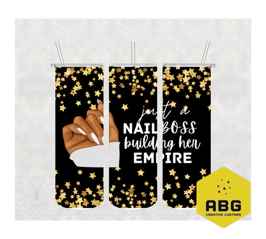 Nail Boss - Black and Gold - 20oz Tumbler Wrap - Digital file only - sublimation