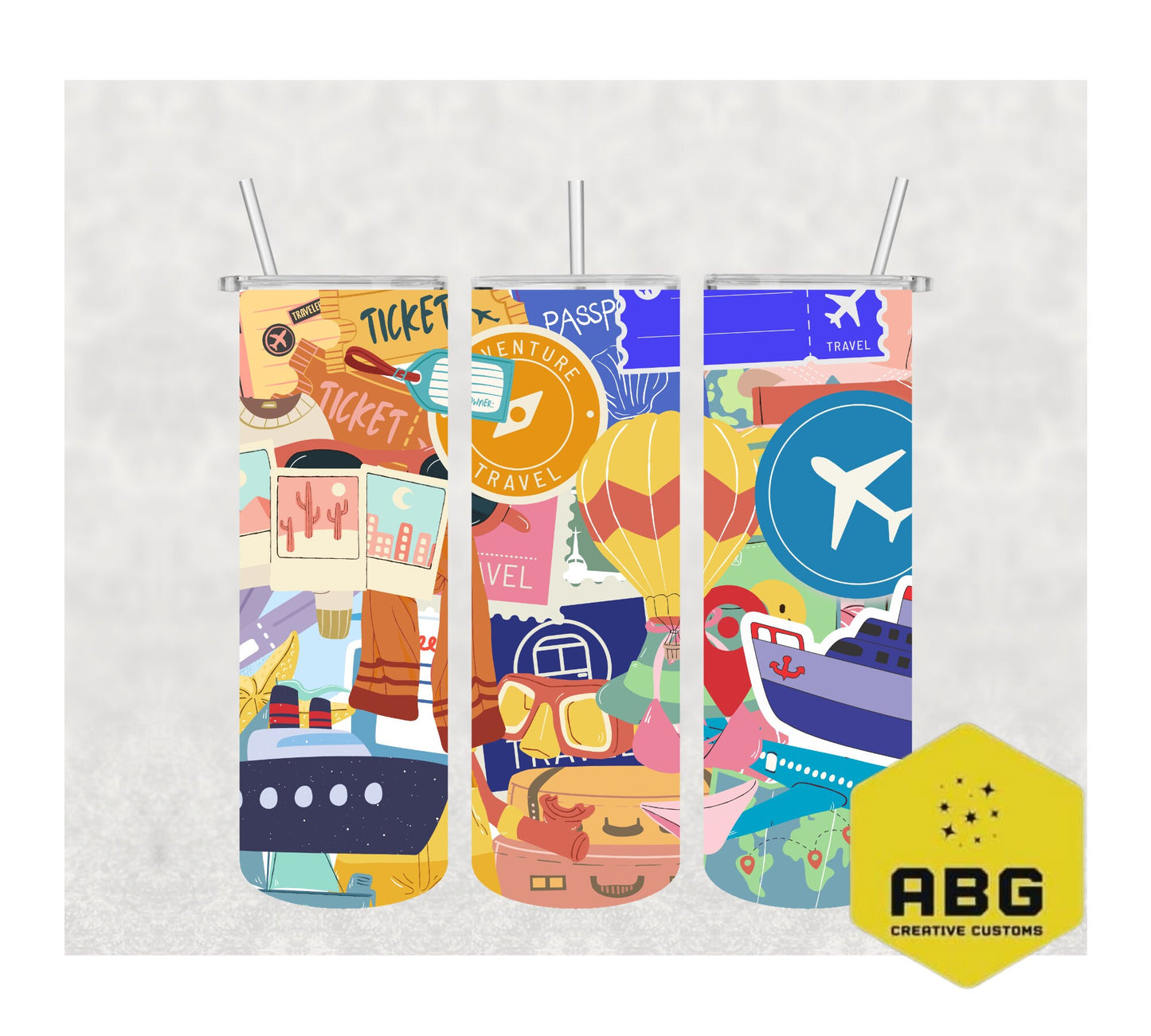 Travel - 20oz Tumbler Wrap - Digital file only - sublimation