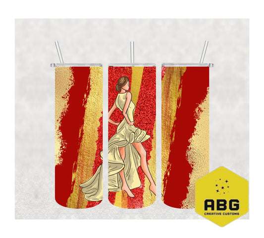 Fashionista Red & Gold  - 20oz Tumbler Wrap - Digital file only - sublimation