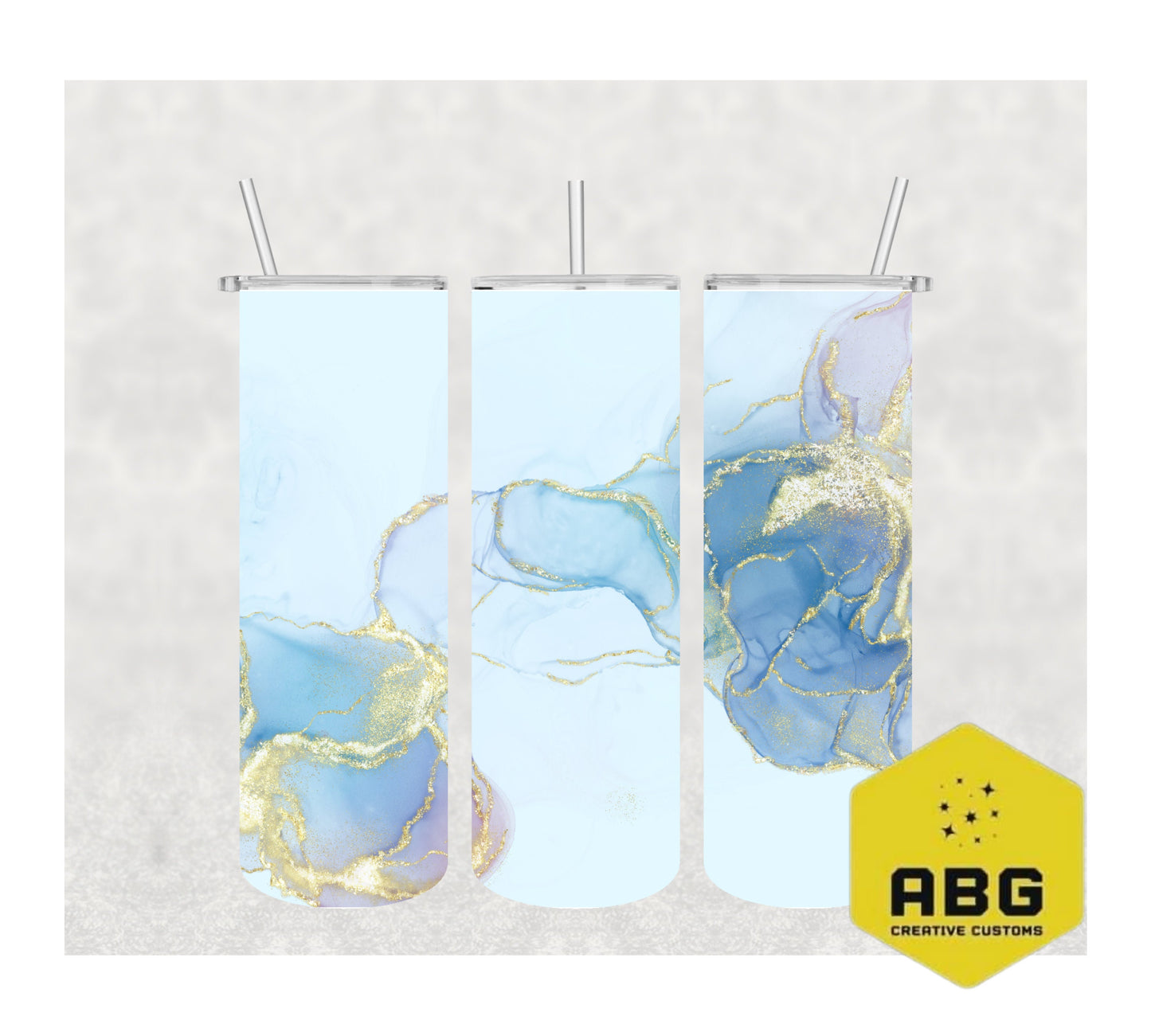 Blue Gold Alcohol Ink  - 20oz Tumbler Wrap - Digital file only - sublimation