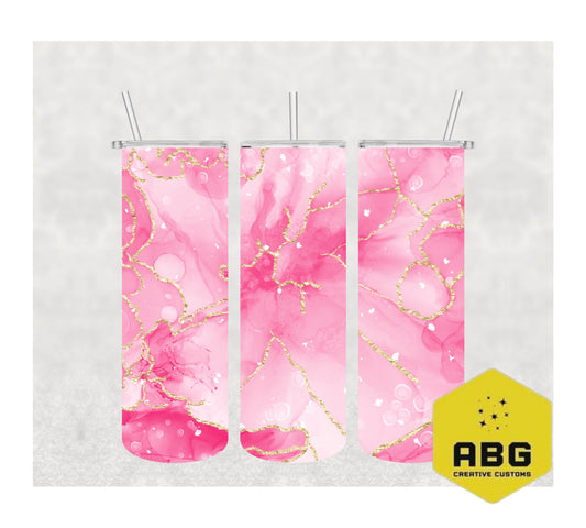 Alcohol Ink Pink Gold - 20oz Tumbler