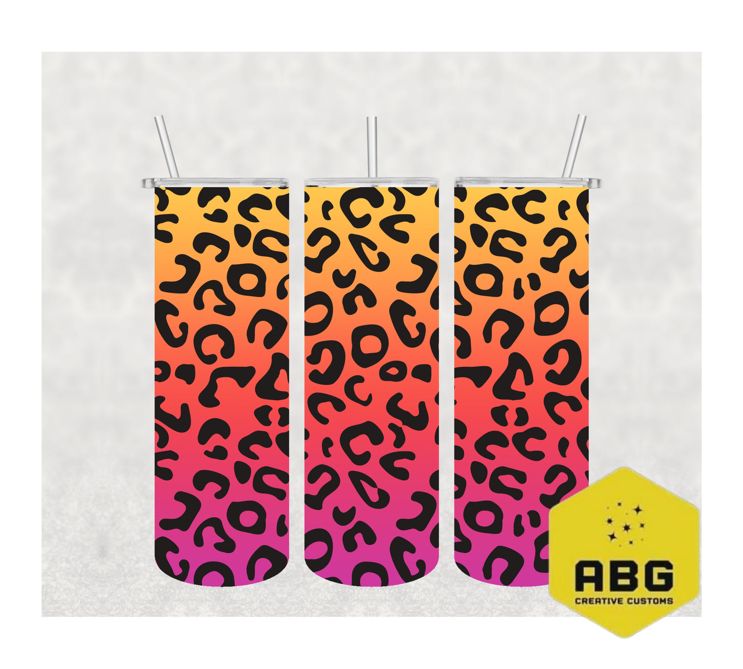 Pink Orange Ombre Leopard  - 20oz Tumbler Wrap - Digital file only - sublimation