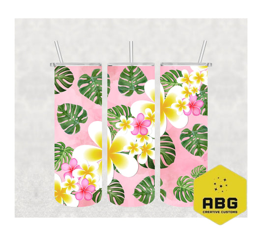 Monstera Frangipani - 20oz Tumbler Wrap - Digital file only - sublimation