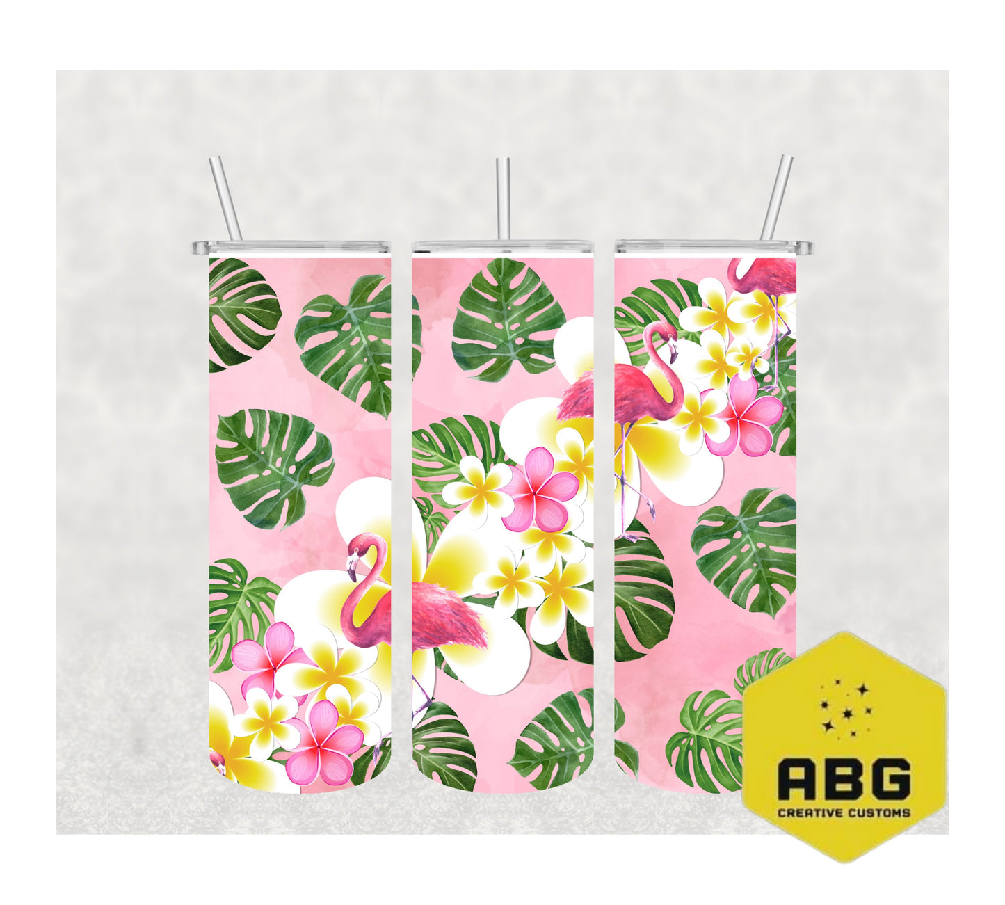 Monstera Frangipani flamingo - 20oz Tumbler