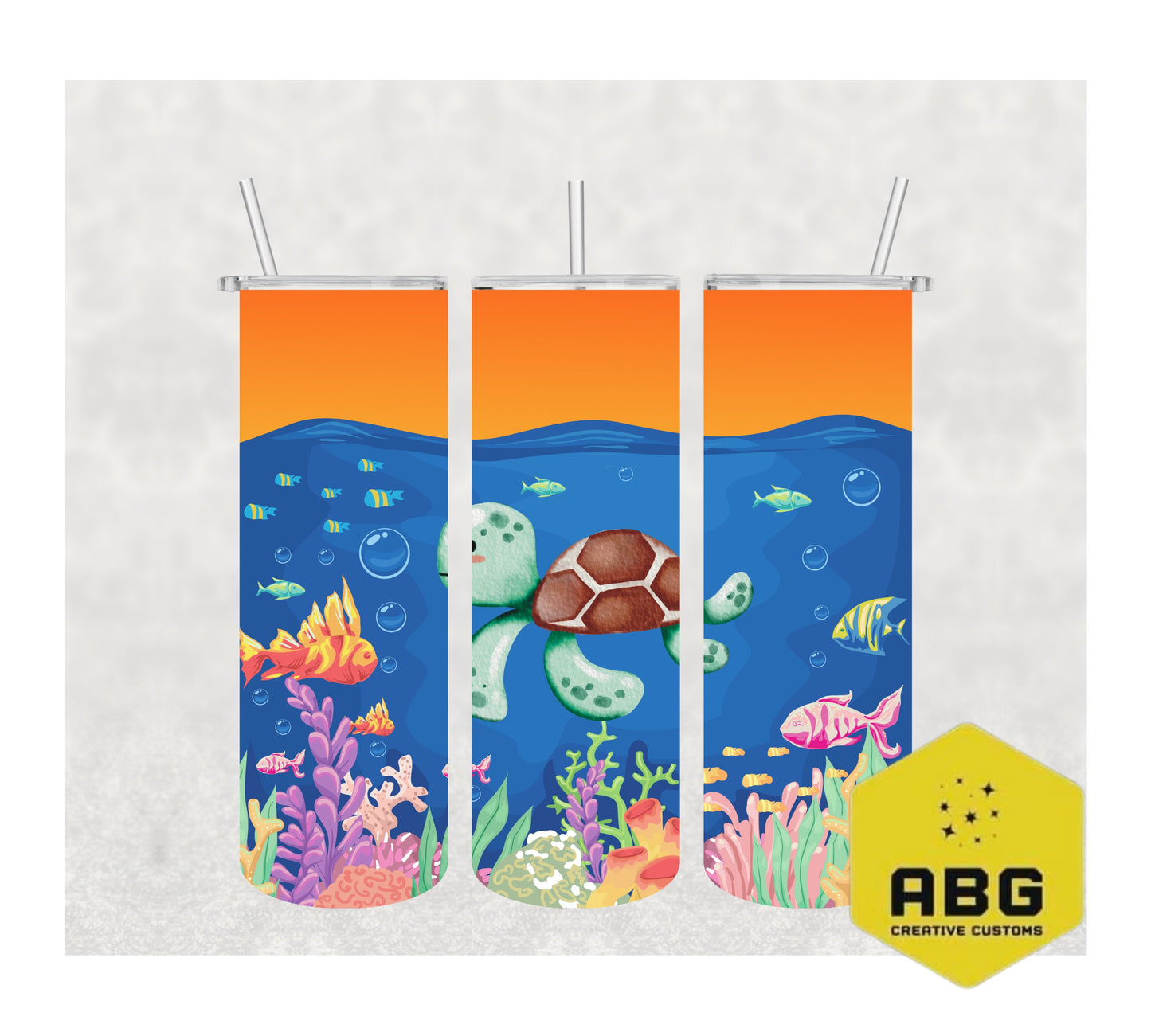 Turtle under water - 20oz Tumbler Wrap - Digital file only - sublimation