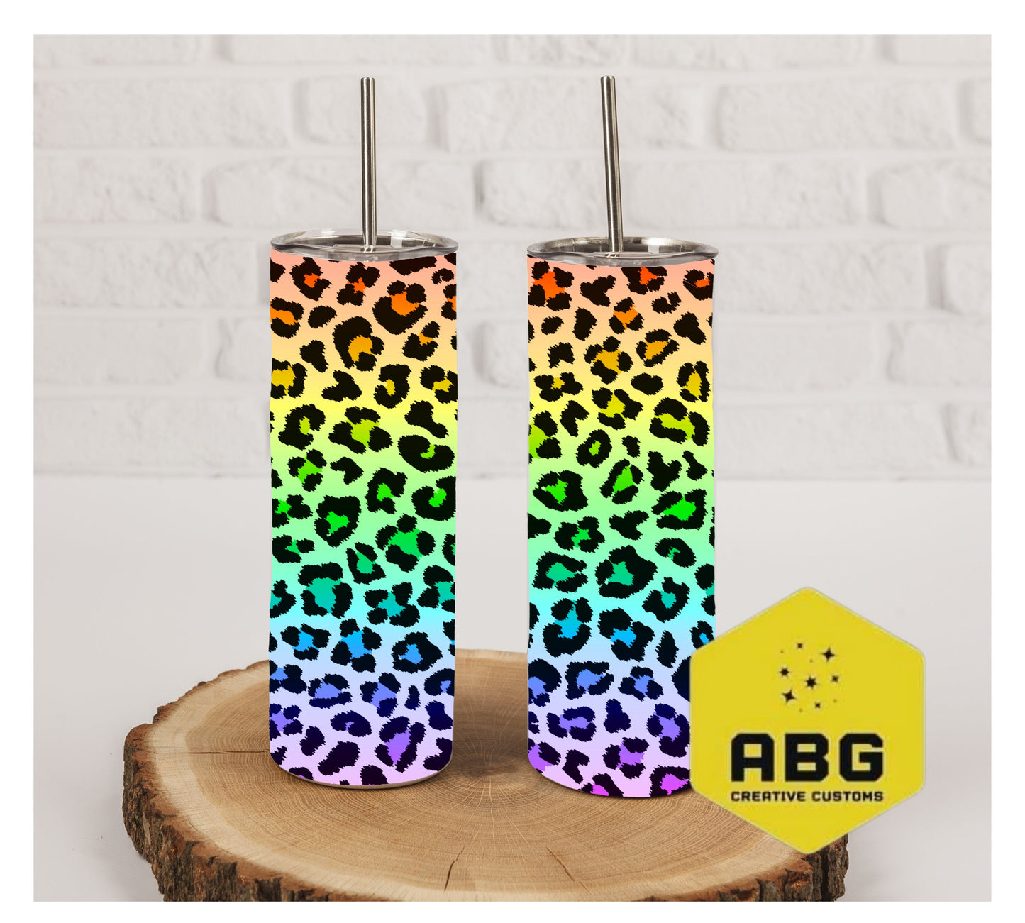 Rainbow Leopard - 20oz Tumbler Wrap - Digital file only - sublimation