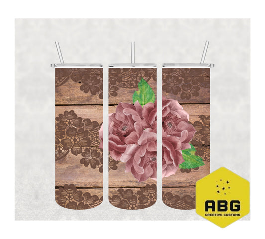 Wood Lace Rose - 20oz Tumbler