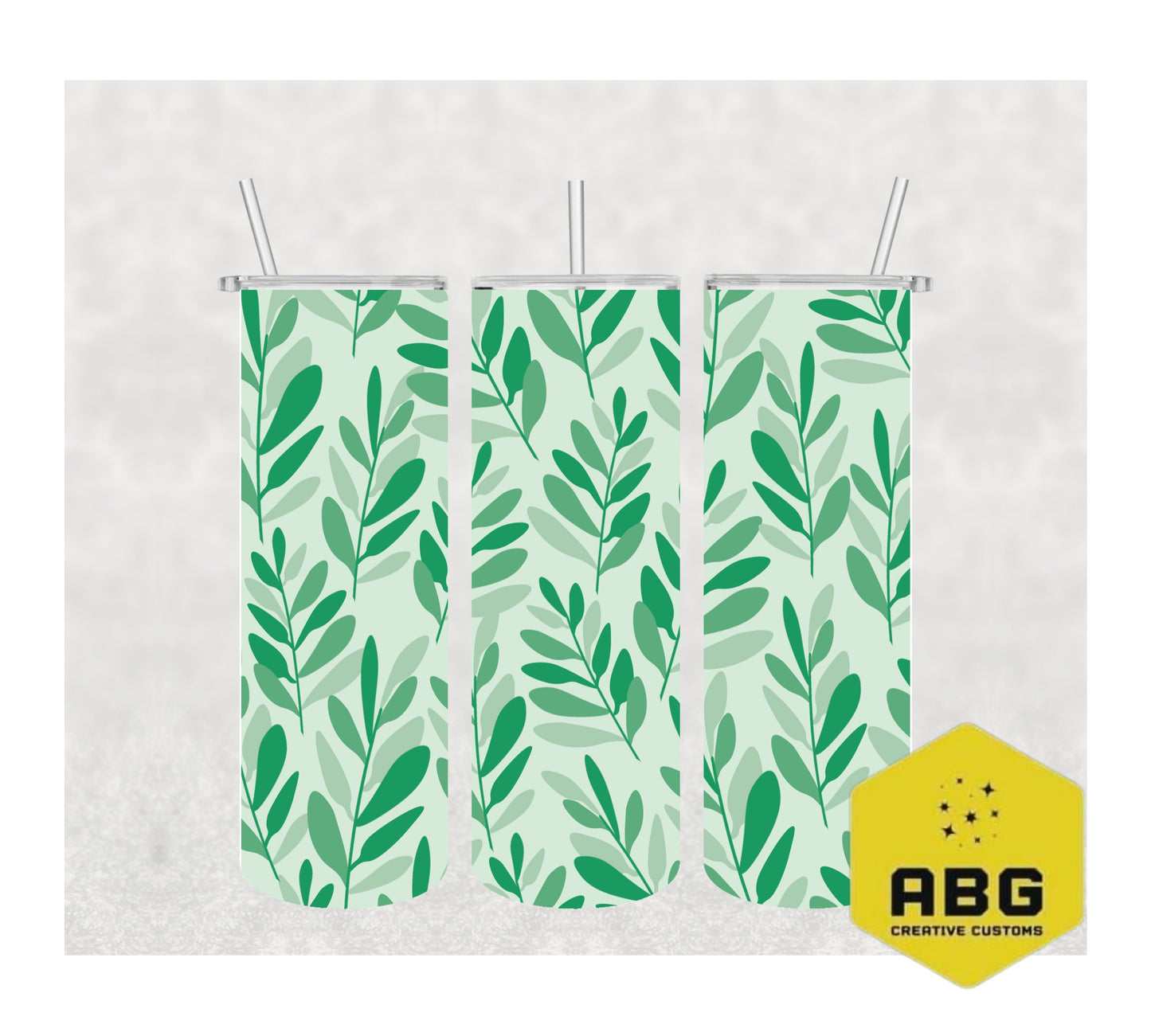 Green Leaf Branch - 20oz Tumbler Wrap - Digital file only - sublimation