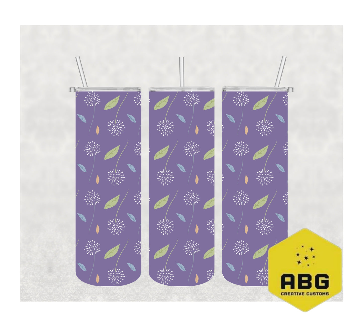 Purple Dandelion Flowers - 20oz Tumbler Wrap - Digital file only - sublimation