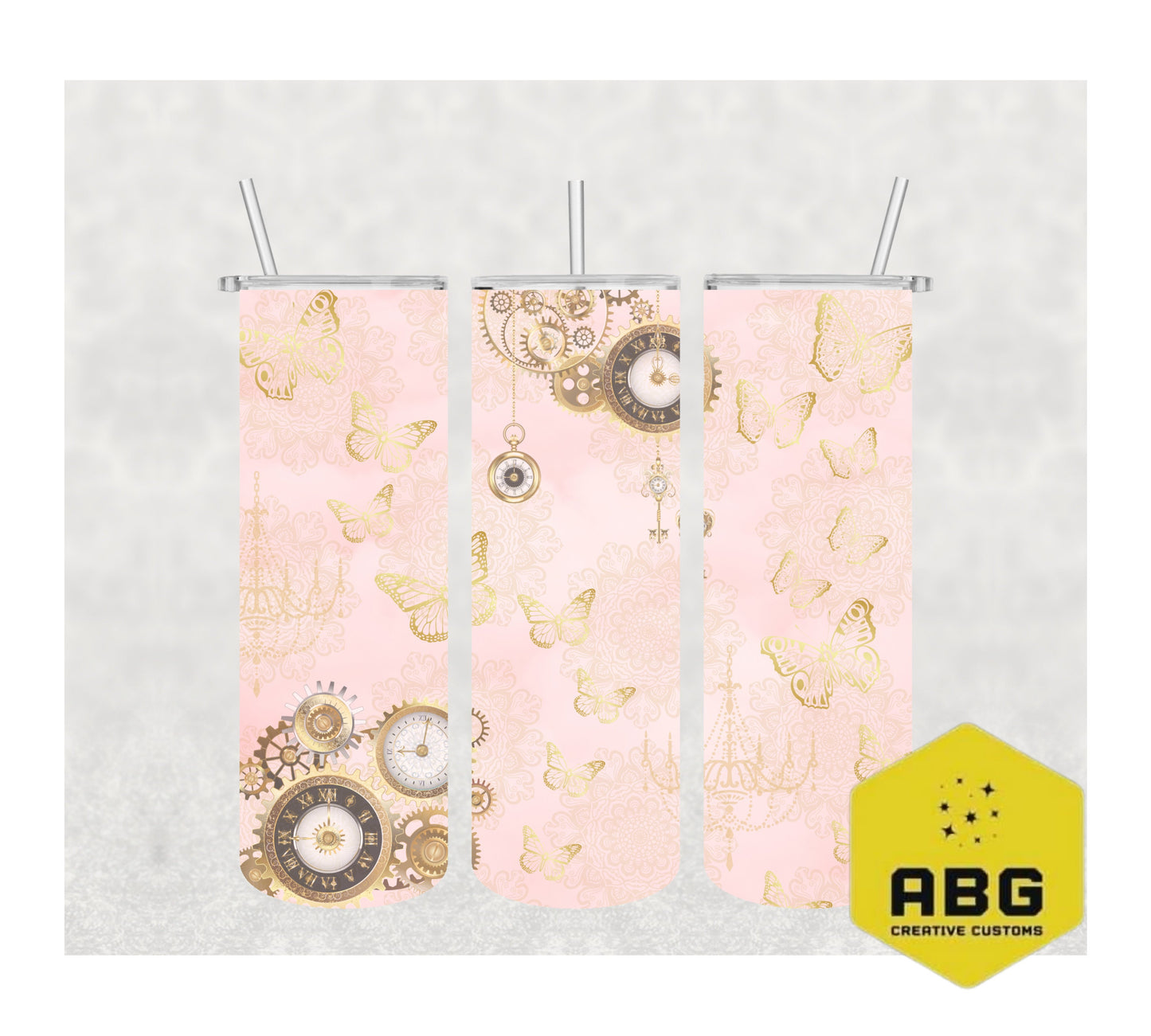 Pink Gold Antique - 20oz Tumbler Wrap - Digital file only - sublimation