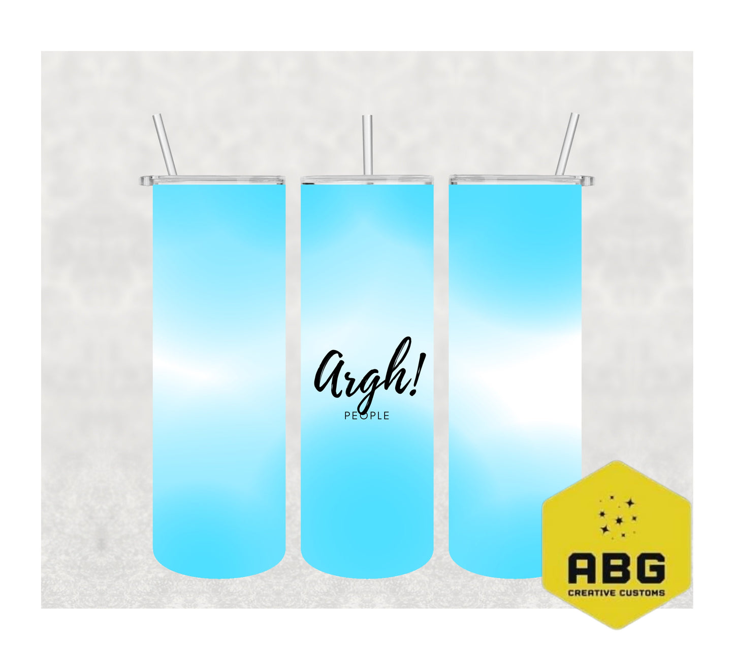 Argh People Blue White  - 20oz Tumbler Wrap - Digital file only - sublimation