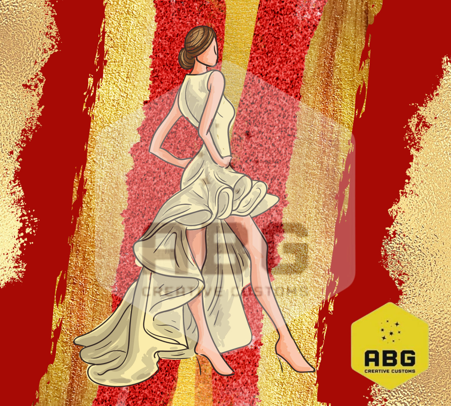 Fashionista Red & Gold  - 20oz Tumbler Wrap - Digital file only - sublimation