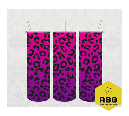 Pink Purple Ombre Leopard  - 20oz Tumbler Wrap - Digital file only - sublimation