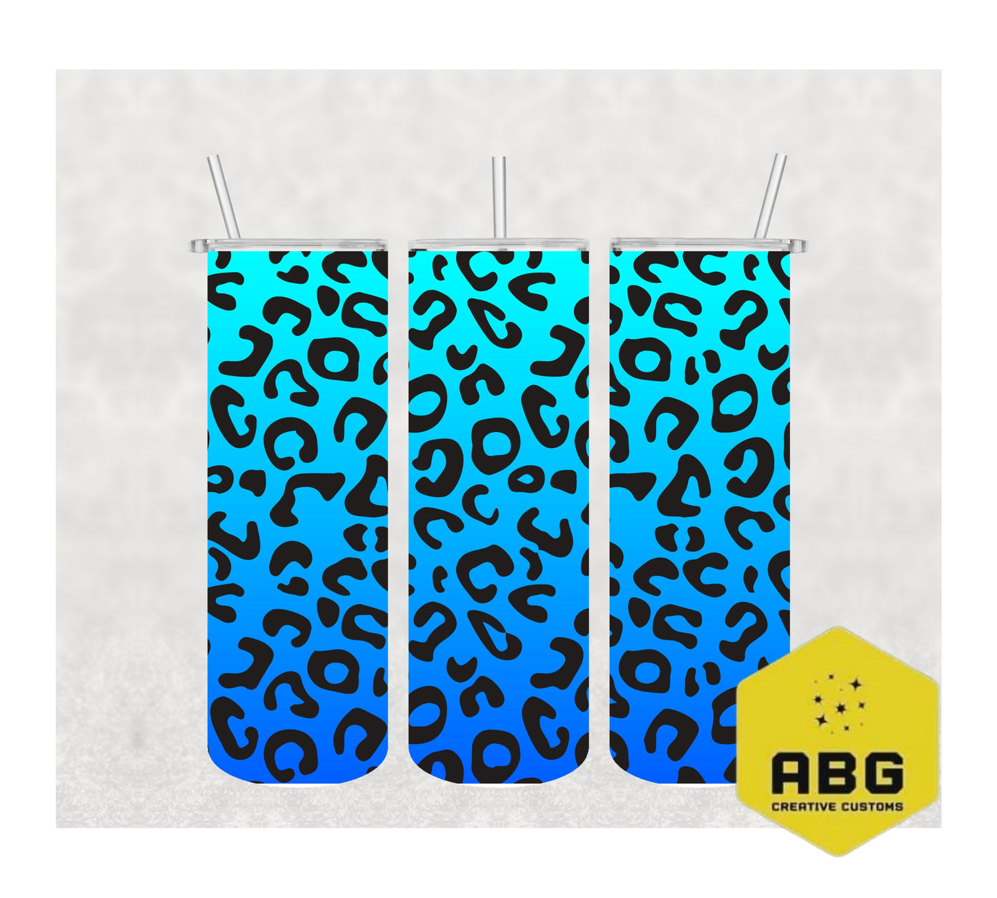 Blue Ombre Leopard  - 20oz Tumbler Wrap - Digital file only - sublimation