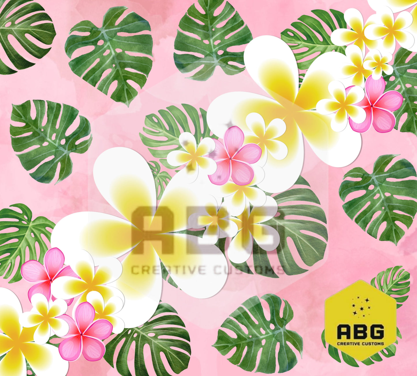 Monstera Frangipani - 20oz Tumbler Wrap - Digital file only - sublimation