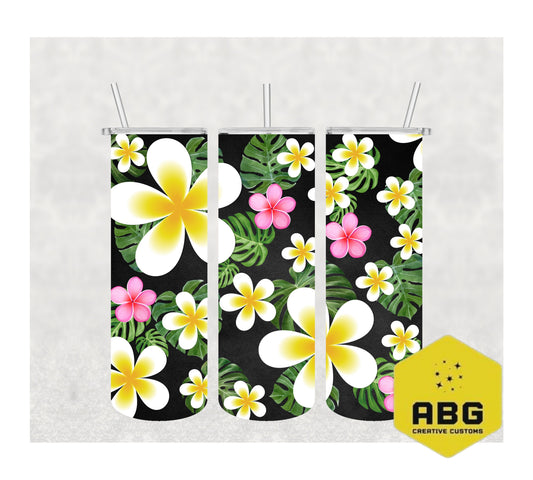 Monstera Frangipani Black - 20oz Tumbler