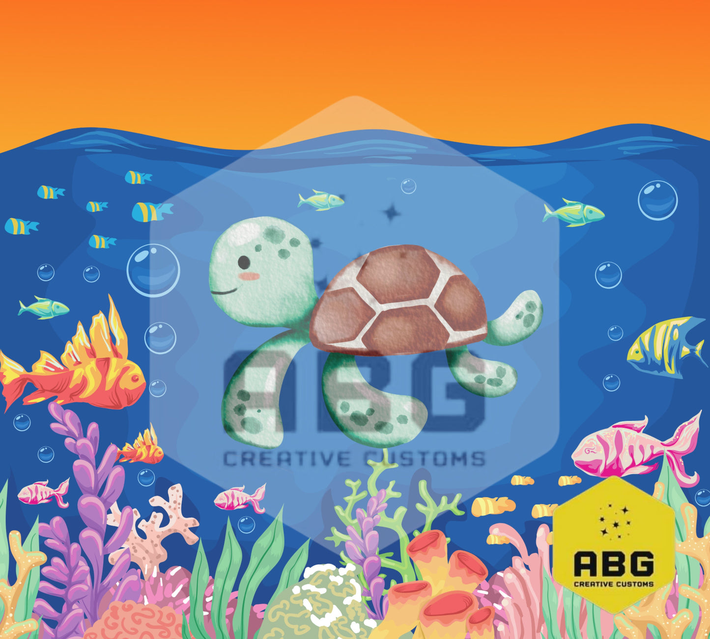 Turtle under water - 20oz Tumbler Wrap - Digital file only - sublimation