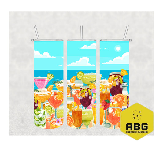 Cocktails - 20oz Tumbler Wrap - Digital file only - sublimation